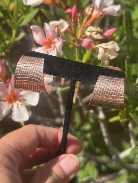 Vintage Jewelry - WIDE TEXTURED COPPER Hoop Vintage EARRINGS